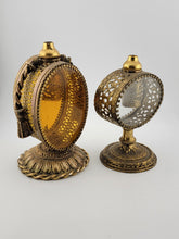 Set Of 2 Antique Ornate pair Gold Ormolu Filigree Perfume Bottle Cherubs bottles