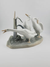 Try This. Lladro #4549 Geese With Snail on Reeds Large Porcelain