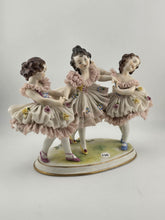 19th C Volkstedt Dresden Lace Porcelain Figurine Trio Ballerina Dancers Germany