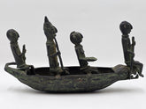 Authentic Mid Cent. 16" Benin Bronze Boat Sculpture African Tribal Lost Wax Art