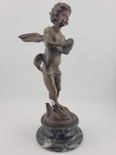 Antique 19th C Bronze Cupid Statue Clément Moreau Sculpture on Marble Base 9"