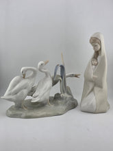 Set Of 2 Lladro #4549 & #4636 Geese & Mary & Baby Jesus Porcelain Figurines.