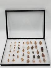 Lot Of 40 Authentic Antique Original Native American Arrowheads In Display Tray.