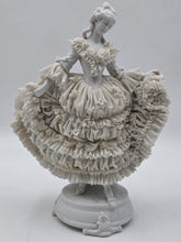 Large Jacqueline Porcelain Lace Figurine Victorian Lady Dresden Style Lace Dress