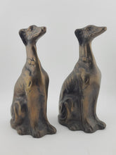 Vintage Pair MAITLAND SMITH Sitting Whippet Greyhound Dog Bronze Metal Bookends.