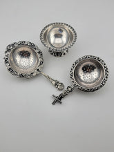 Rare Antique Silver 900 Dutch Loose Leaf Tea Strainers and Rest Dish Ornate
