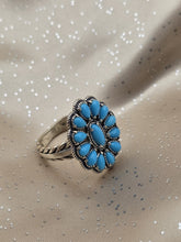 Vintage American West Sterling Silver Sleeping Beauty Turquoise Cluster Ring S10