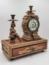 Antique 19th c. F Kroeber Clock Co New York Figural Mantle Clock W Drawer. Works