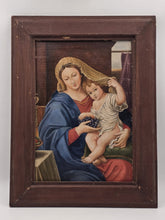 Antique Framed Madonna & Child Canvas Art Vintage Religious Catholic Wall Decor