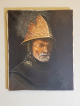 Antique European Oil on Canvas Painting, Man In Gold Helmet. signed H. BARBIERI.