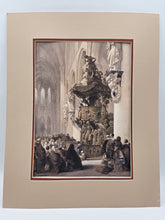Pulpit in St. Gudule” 19th C British Lithograph Day & Son Queen’s Printer. 20x16