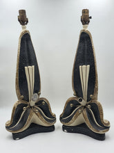 Vintage Atomic MCM Ceramic Table Lamps Pair 24" Starburst TV Accent Light Set
