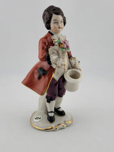 Antique Frankenimal Dresden Porcelain Figurine Boy With Top Hat & Flowers.
