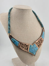 Vintage Jay King Gemstone Signed DTR Copper and Inlay Turquoise Necklace