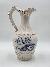 Antique 19th C Royal Worcester 1892 Porcelain Blue & Gold Floral Relief Pitcher