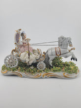 Rare Antique Capodimonte Italian Porcelain Lady Horse Carriage Lace Figurine