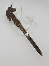 Vintage MCM Letter Opener Brass Unicorn Mythical Heavy Duty 8" Long Office Decor