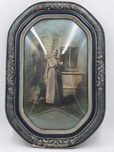 Rare Antique Victorian Convex Bubble Glass Lady Portrait in Gilt Oval Frame