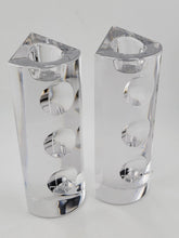 Set Of 2 Towle Full Lead Crystal Column Candlestick Holders. Austria