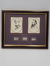 Framed Lee and Jackson Portraits with 1937 Lee/Jackson 4cent Stamp - 13" x 16"