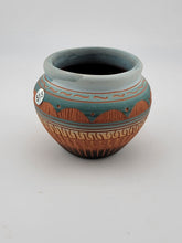 NAVAJO ENGRAVED RED CLAY POTTERY, GLAZED INSIDE VASE. *SIGNED T. TOM DINI "2000"