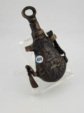 Rare 17-18th Century Heavy Bronze Powder Flask With Original Plug & Ring Hooks