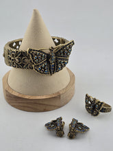 Vintage Heidi Daus Butterfly Garden Crystal Set, Cuff Bracelet, Ring & Earrings