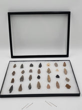 Lot Of 28 Authentic Antique Original Native American Arrowheads In Display Tray.