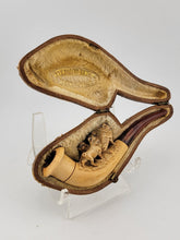 Antique 19th C 4 Pugs Meerschaum Pipe/ Cig. Holder W Amber Stem. Original Case.
