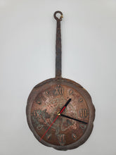 Antique Copper and Wrought Iron Frying Pan Shaped Clock - New Movement. Works