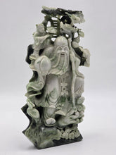 Chinese Hand Carved Natural Jadeite Jade Shou Xing Longevity Immortal Statue 12"