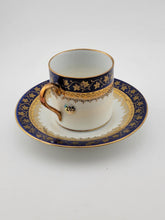 A J Co Czech Cobalt, Blue & Gold Demitasse Hand Painted. Gold Plated. VG Cond.
