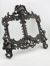 Antique Victorian Rococo Baroque Cast Iron Angel Cherub Double Picture Frame 4x5
