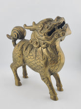 Chinese Brass Kirin Head Deer Feet Statue Incense Burner 6.5x2.25x6.5" Antique