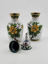 Gorgeous Assortment Of Mid Century Cloisonne Including 2 VASES & 2 Baby Bells.