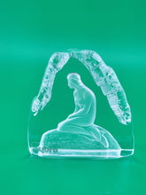 VINTAGE 1960'S MODERNIST LITTLE MERMAID SIGNED NYDRO CRYSTAL SCULPTURE - SWEDEN