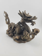 Antique Japan Solid Bronze 8.5" Intricate & Detailed Coiled Dragon w Pearl