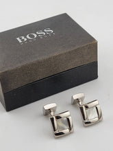 Rare Vintage Hugo Boss - Silver-Tone Mother-of-Pearl Cufflinks - Original Box.
