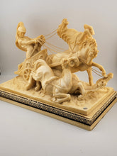 Vintage Santini Italy Figure Roman Gladiator Chariot and Horses Statue. Signed