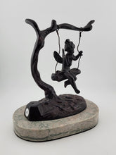 Antique Bronze Statue After Moreau Angel Swinging from Tree On A Marble Base.