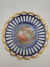 Antique Porcelain Cobalt Blue Lace Serving Plate/Bowl, made in Germany. 8.5 in.