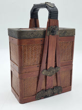 Antique Japanese Meiji Bamboo Picnic Basket Bento Box Woven Basket Complete Case