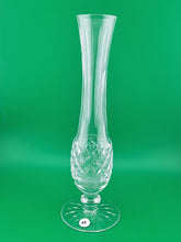 Vintage Waterford Crystal Criss-Cross Cut Pedestal Bud Vase - 9 1/4 in. Signed