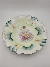 Antique R.S. PRUSSIA RED MARK PORCELAIN Plate w/ ROSES DECORATION & 2 HANDLES