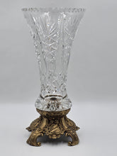 Rare Antique 19th C. Bohemian Cut Crystal Vase on Gilt Rococo Revival Stand