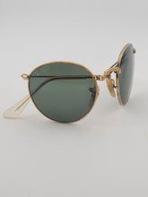 Vintage B&L Ray-Ban Folding Round Sunglasses Gold Frame Green G-15 47□20
