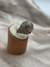 Antique Persian Islamic Silver Agate Men's Ring Ornate Middle Eastern Size 9