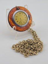 Antique Walker Swiss 43mm Pendant Watch Tortoiseshell Bakelite Necklace 7j. Runs
