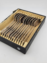 Antique Set Of 12 Small Silver Plated Spoons in Case from Ercuis Pompadour.