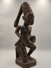 Rare Antique XL 26 In Yoruba African Wood Pregnant Lady Tribal Sculpture Nigeria